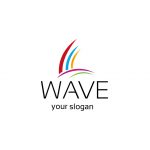 Wave Logo – Abstract Colorful Lines with Black Bold and Light Text